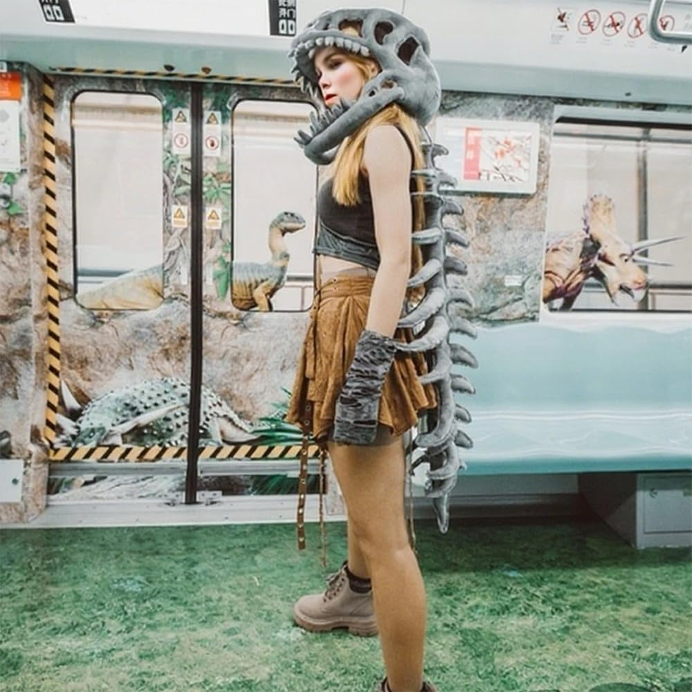 Dinosaur Skeleton Costume Set Funny Skull Dress up Animal Costume Theme Party Halloween Cosplay for Adult