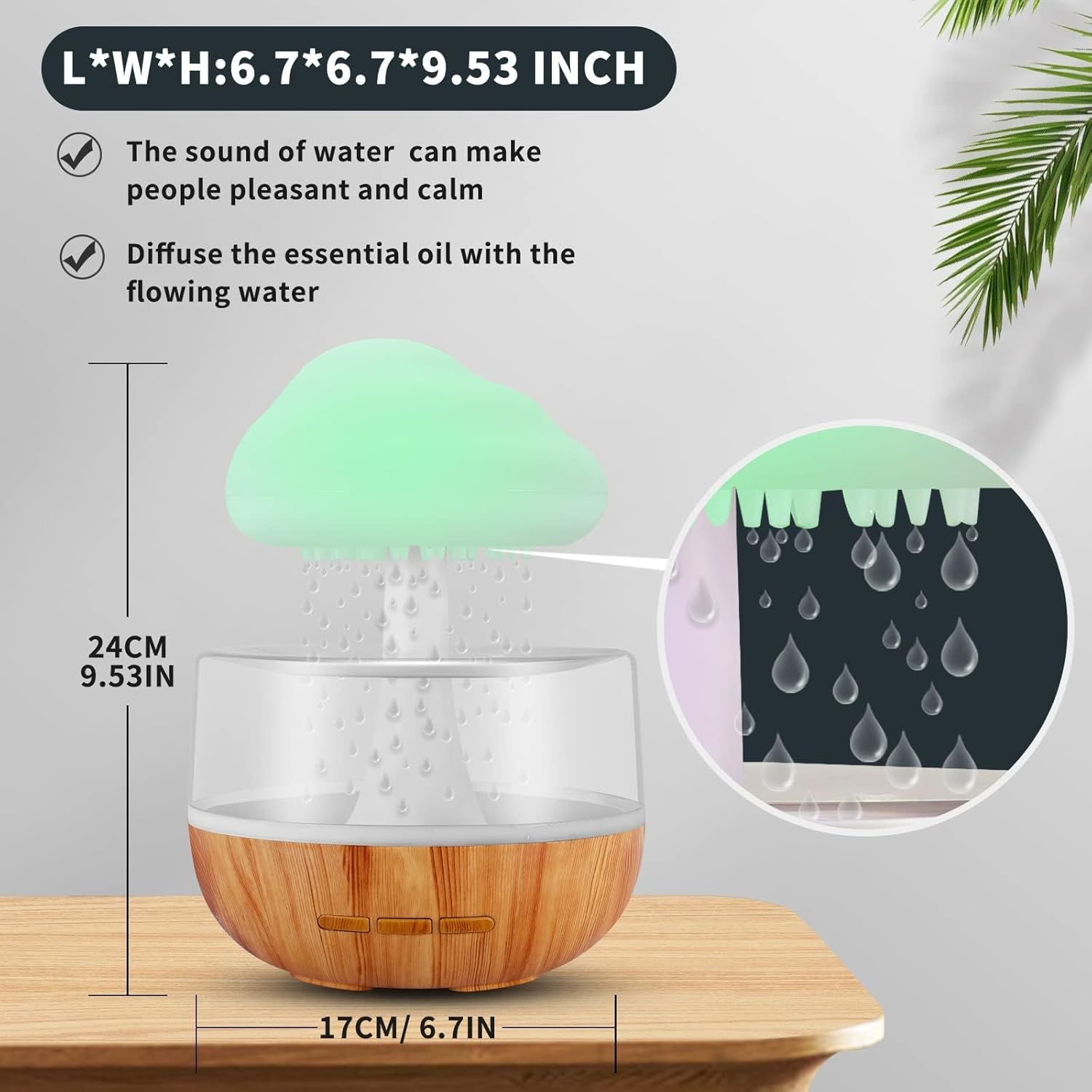 Regenwolken Luftbefeuchter, Regenwolken-Nachtlicht,  Diffuser Luftbefeuchter Mit 7 Farben Led-Lichtern/Luftbefeuchter Schlafzimmer, Wassertropfen Sound Für Schlafen/Entspannung