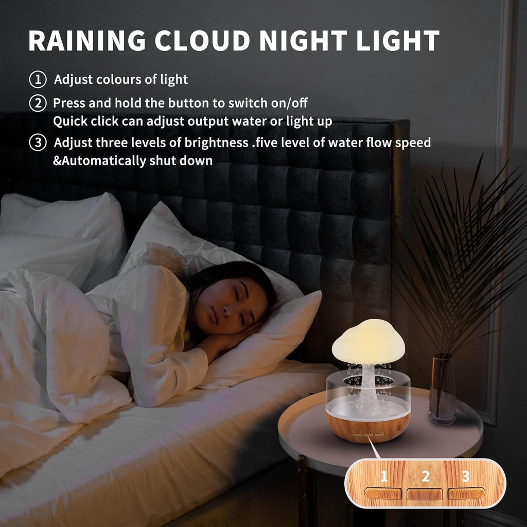 Regenwolken Luftbefeuchter, Regenwolken-Nachtlicht,  Diffuser Luftbefeuchter Mit 7 Farben Led-Lichtern/Luftbefeuchter Schlafzimmer, Wassertropfen Sound Für Schlafen/Entspannung
