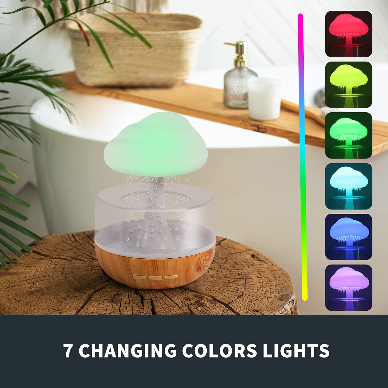 Regenwolken Luftbefeuchter, Regenwolken-Nachtlicht,  Diffuser Luftbefeuchter Mit 7 Farben Led-Lichtern/Luftbefeuchter Schlafzimmer, Wassertropfen Sound Für Schlafen/Entspannung